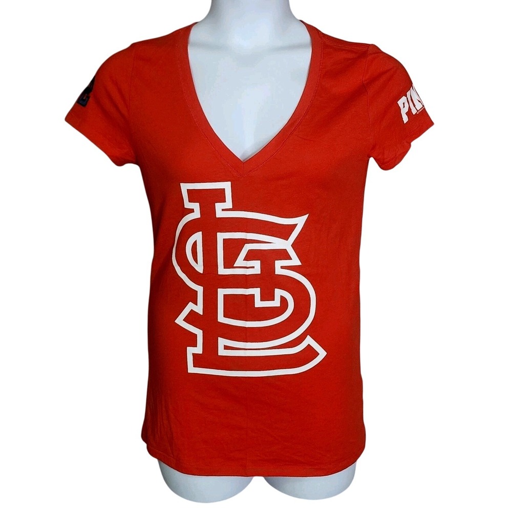 PINK Victoria's Secret T-Shirt Women L Red St. Louis Cardinals MLB V-Neck Tee